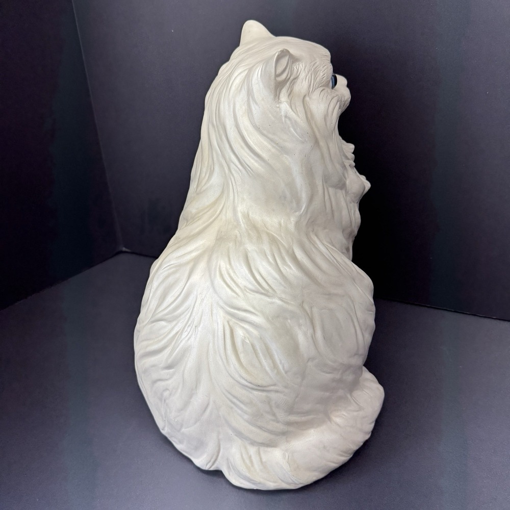 Vintage Life Size White Ceramic Persian Cat Statue 13 Inch Blue Eyes MCM - Picture 8 of 11